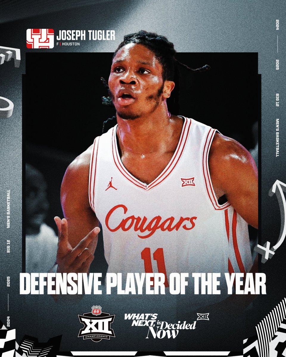 Big 12 Conference (@big12conference) on Twitter photo 2024-25 #Big12MBB Defensive Player of the Year ⭐️
Joseph Tugler | <a href="/UHCougarMBK/">Houston Men's Hoops 🏀 🐾</a> 2024-25 #Big12MBB Defensive Player of the Year ⭐️
Joseph Tugler | <a href="/UHCougarMBK/">Houston Men's Hoops 🏀 🐾</a>