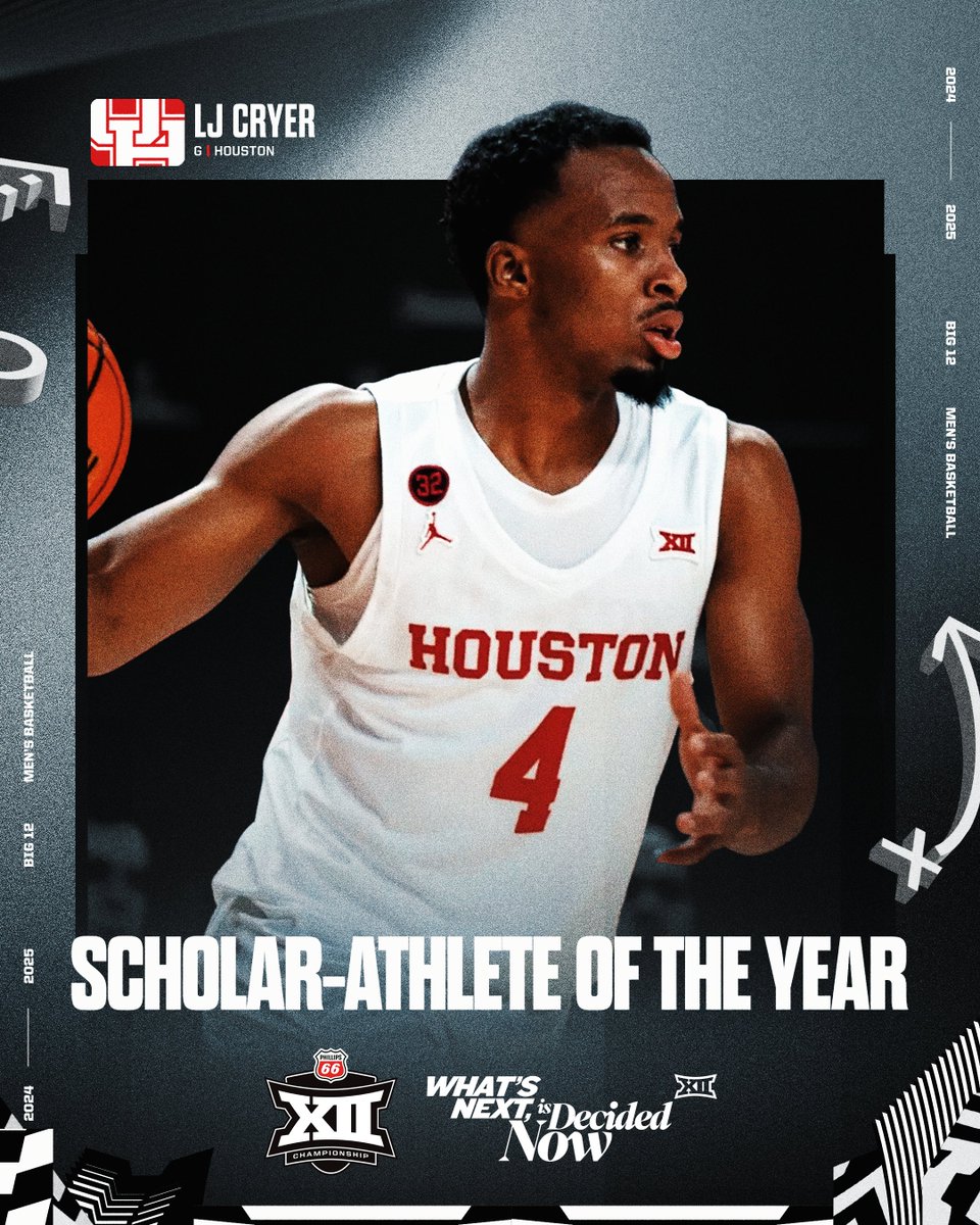 2024-25 #Big12MBB Scholar-Athlete of the Year ⭐️

LJ Cryer | <a href="/UHCougarMBK/">Houston Men's Hoops 🏀 🐾</a>