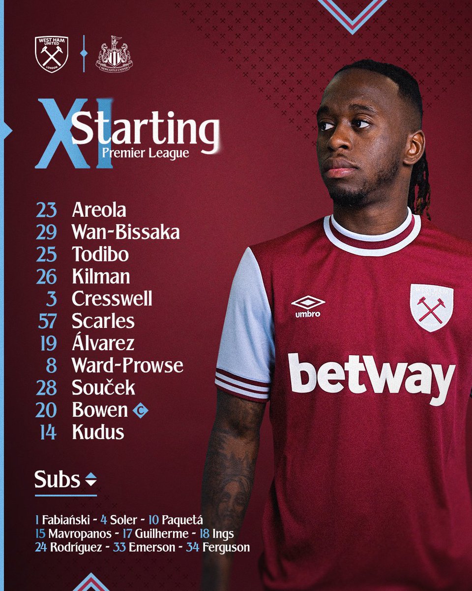 WestHam's tweet photo. Your Newcastle starting XI 🥁 https://t.co/sIlVNcYOVD