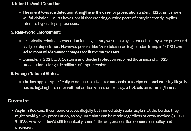 VRWCTexan's tweet image. Lawyer @RepJasmine is lying.
The mere act of a foreign national illegally crossing the U.S. border 
With the #intent_to_avoid_detection 
And #remain in the country
Is considered a crime under federal law. 
INA: 8 U.S.C. § 1325, titled "Improper Entry by Alien."