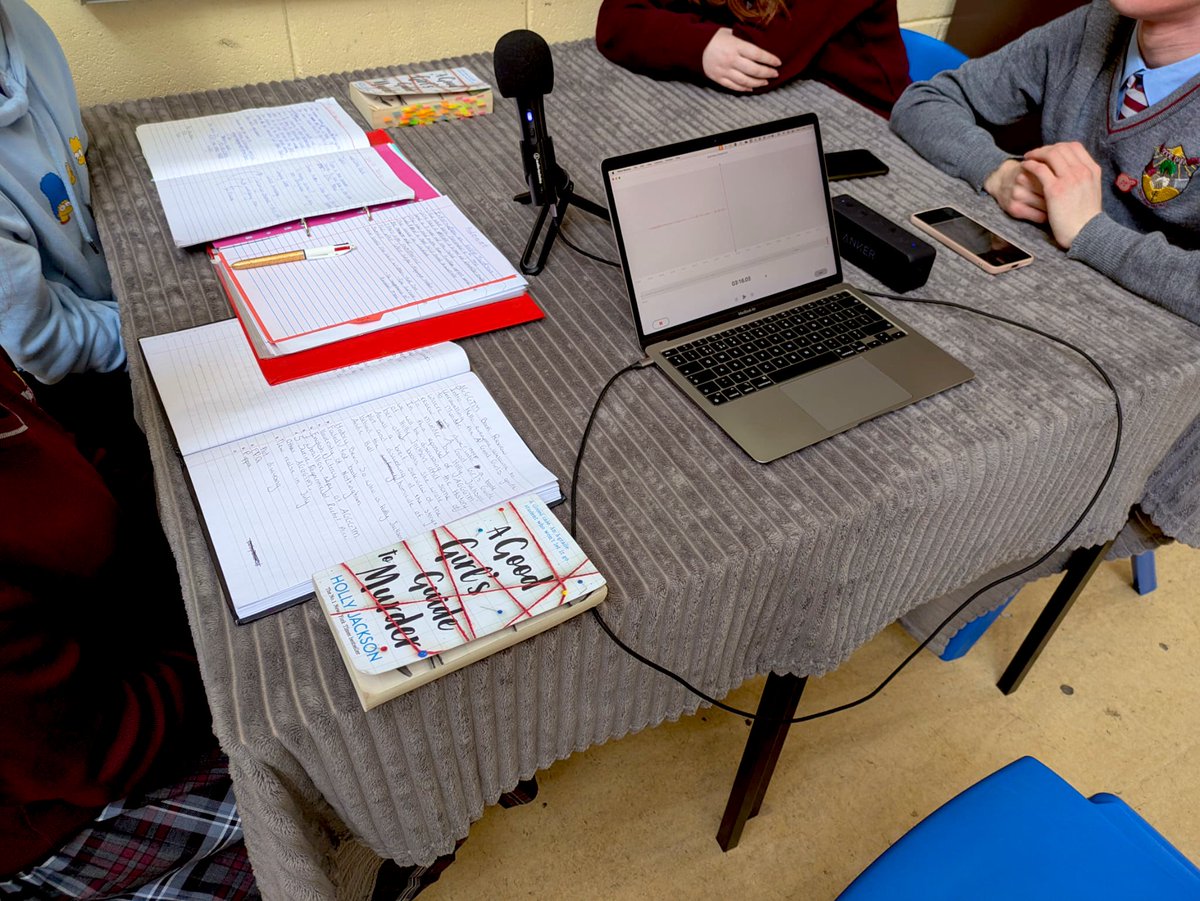 scoildara's tweet photo. Today, we shine a light on Mr. Hayes’ TY class! TY students are recording podcasts on topics of their choice, and today’s episode featured Unraveling A Good Girl’s Guide to Murder—a deep dive into the popular book. Stay tuned for a link to the podcast! #Podcast #TYProjects https://t.co/KndAfSwvAc