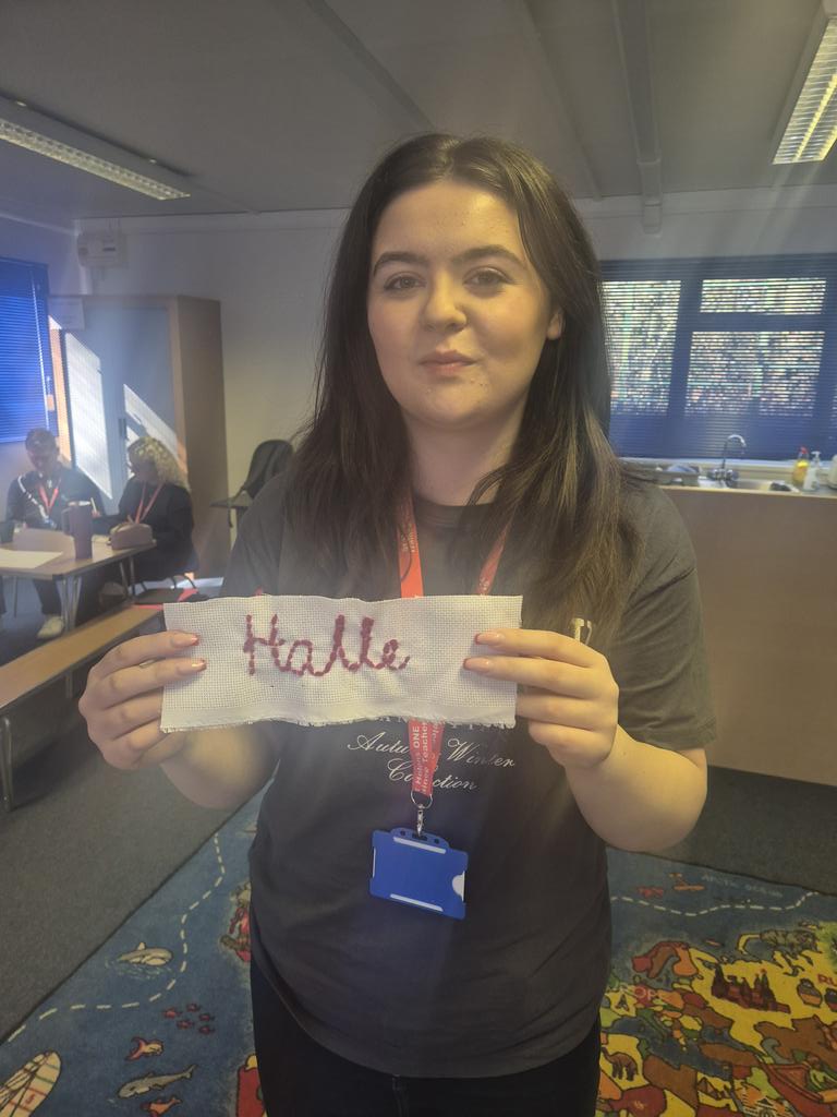 OneHelens's tweet photo. We also learnt about the progression within textiles! Some of us needed to practise the basics  before creating our bookmarks!! @HopeSchoolofEd #traintoteachlocally #primaryteaching https://t.co/OJDmdRVWeT