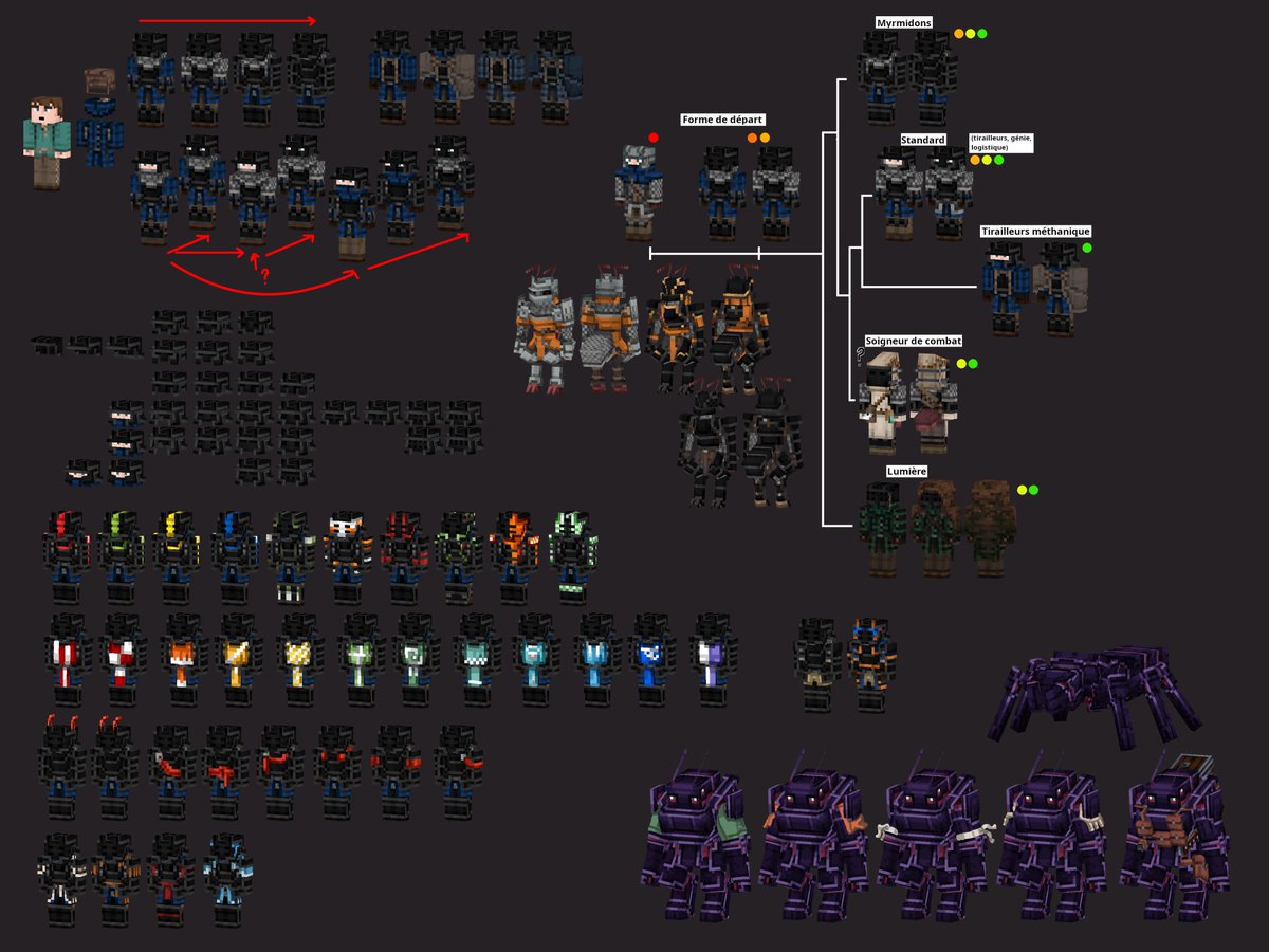 It's been more or less a month since last post but I don't have anything fully rendered, so it's time to show some stuff from Myr's WIP &amp; tests. 

-Rework and development on Jesollas's clothes
-armor evolution &amp; feasibility of personalization

(1/2)
#minecraft #blockbench #3d