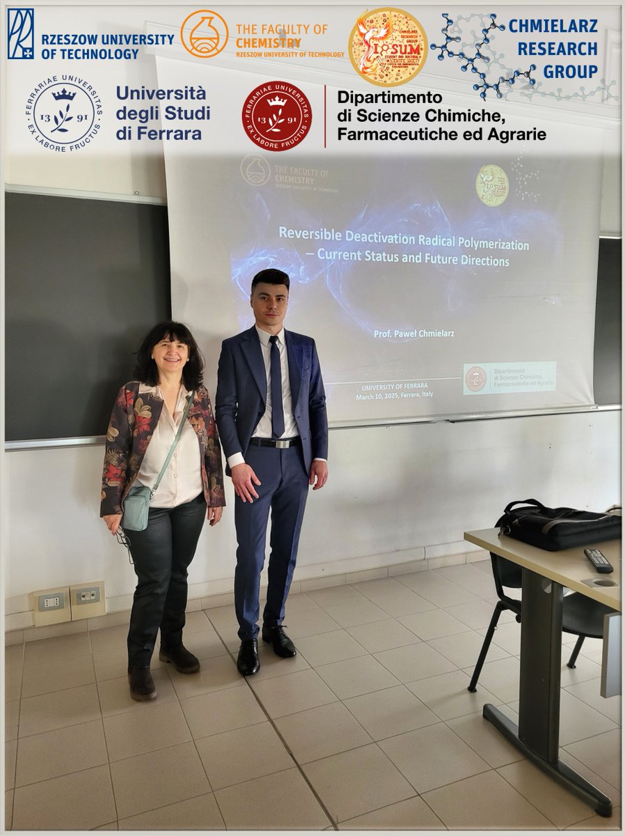 Chmielarz Research Group (@chmielarz_group) on Twitter photo 📣Prof. <a href="/Pawel_Chmielarz/">Paweł Chmielarz</a> gave a lecture at the <a href="/UniFerrara/">Università Ferrara</a> on the current status and future directions of #ATRP🧪, especially in drug delivery systems💊❗️
Start of a new collaboration with Prof. Rita Cortesi research group🤝
The visit was financed by <a href="/NCN_PL/">Narodowe Centrum Nauki</a> #SONATABIS💸 👇 📣Prof. <a href="/Pawel_Chmielarz/">Paweł Chmielarz</a> gave a lecture at the <a href="/UniFerrara/">Università Ferrara</a> on the current status and future directions of #ATRP🧪, especially in drug delivery systems💊❗️
Start of a new collaboration with Prof. Rita Cortesi research group🤝
The visit was financed by <a href="/NCN_PL/">Narodowe Centrum Nauki</a> #SONATABIS💸 👇