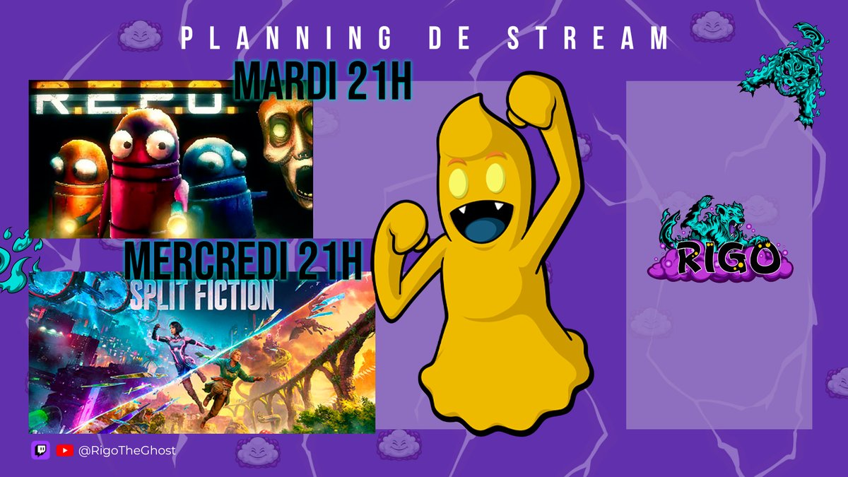 Luigi_Rigo's tweet photo. 🎮 Planning de la semaine sur Twitch !
🔥 Mardi 21h → REPO avec la Team Choke : pillage, chaos et chokes assurés.
🎬 Mercredi 21h → Split Fiction avec Baptiste : le duo est de retour pour une coop épique !
📺 RDV sur https://t.co/A2D4b5zi9x 👻
#REPO #SplitFiction #TeamChoke https://t.co/UhSNwrbIjh