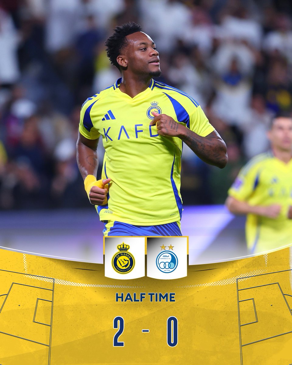 ⏸️ || Half time,
<a href="/AlNassrFC/">نادي النصر السعودي</a> 2:0 #Esteghlal