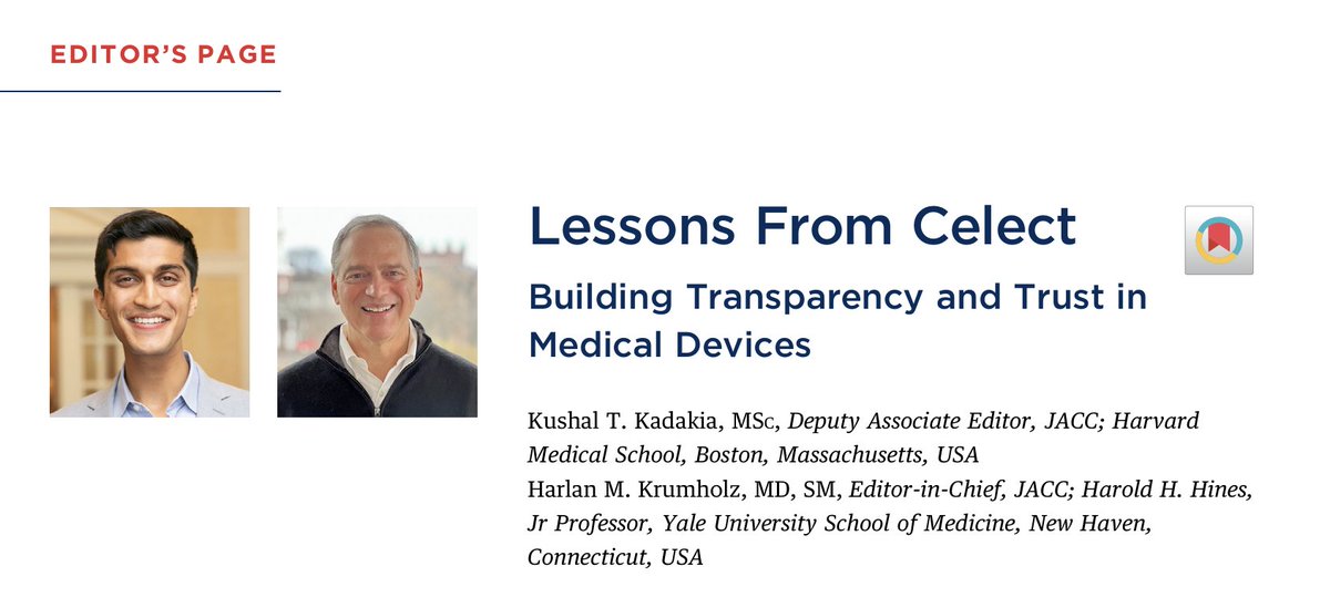 New in <a href="/JACCJournals/">JACC Journals</a>: <a href="/hmkyale/">Harlan Krumholz</a> and I outline how we can apply the lessons from the Celect IVC filter case to enhance transparency and trust in medicine: