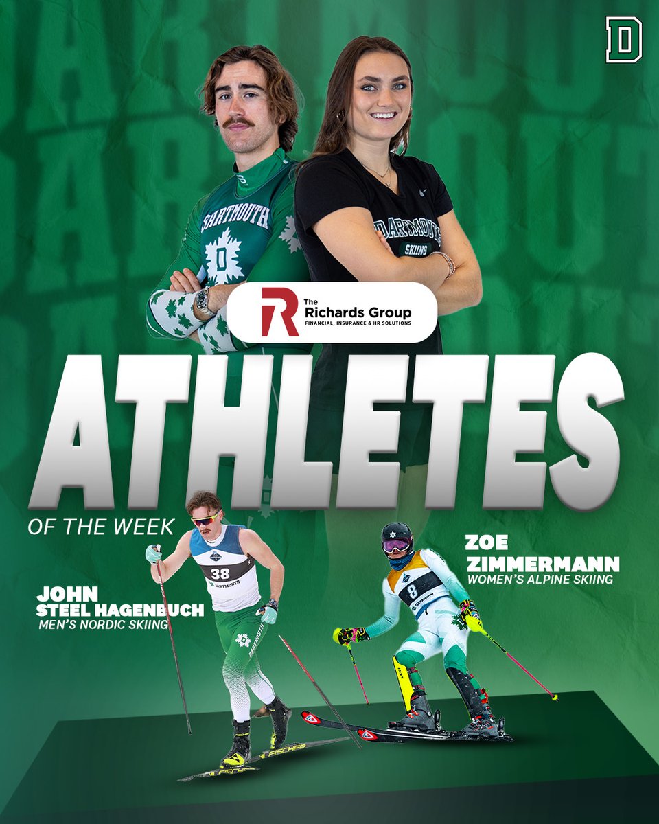 Dartmouth Athletics (@dartmouthsports) on Twitter photo 📰| <a href="/DartmouthSkiing/">Dartmouth Ski Team</a> sweeps The Richards Group Athletes of the Week as John Steel Hagenbuch and Zoe Zimmermann earn the honor
📰: dartsports.co/4bJHqWj
#GoBigGreen | #TheWoods🌲 📰| <a href="/DartmouthSkiing/">Dartmouth Ski Team</a> sweeps The Richards Group Athletes of the Week as John Steel Hagenbuch and Zoe Zimmermann earn the honor
📰: dartsports.co/4bJHqWj
#GoBigGreen | #TheWoods🌲