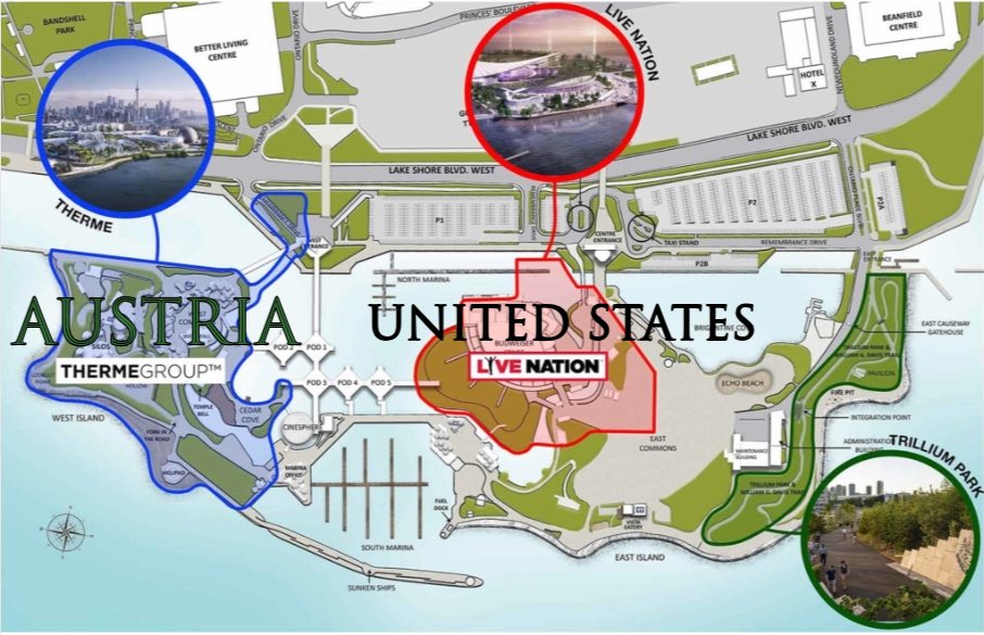 ONPlace4All's tweet photo. While we’re on this topic of not rewarding American companies with government deals, let’s look at the LiveNation site expansion deal at Ontario Place! Not much Ontario left at Ontario Place thanks to Ford! #topoli #onpoli https://t.co/o4Sq3URsR6
