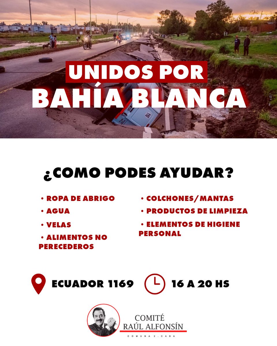 Acompañamos a todas las familias bahienses que sufrieron las consecuencias del temporal. Para brindarles apoyo, estaremos recibiendo donaciones destinadas a los damnificados.

Si no podés acercarte, escribinos y pasamos a buscar tu donación. ¡Cada aporte suma! ♥️