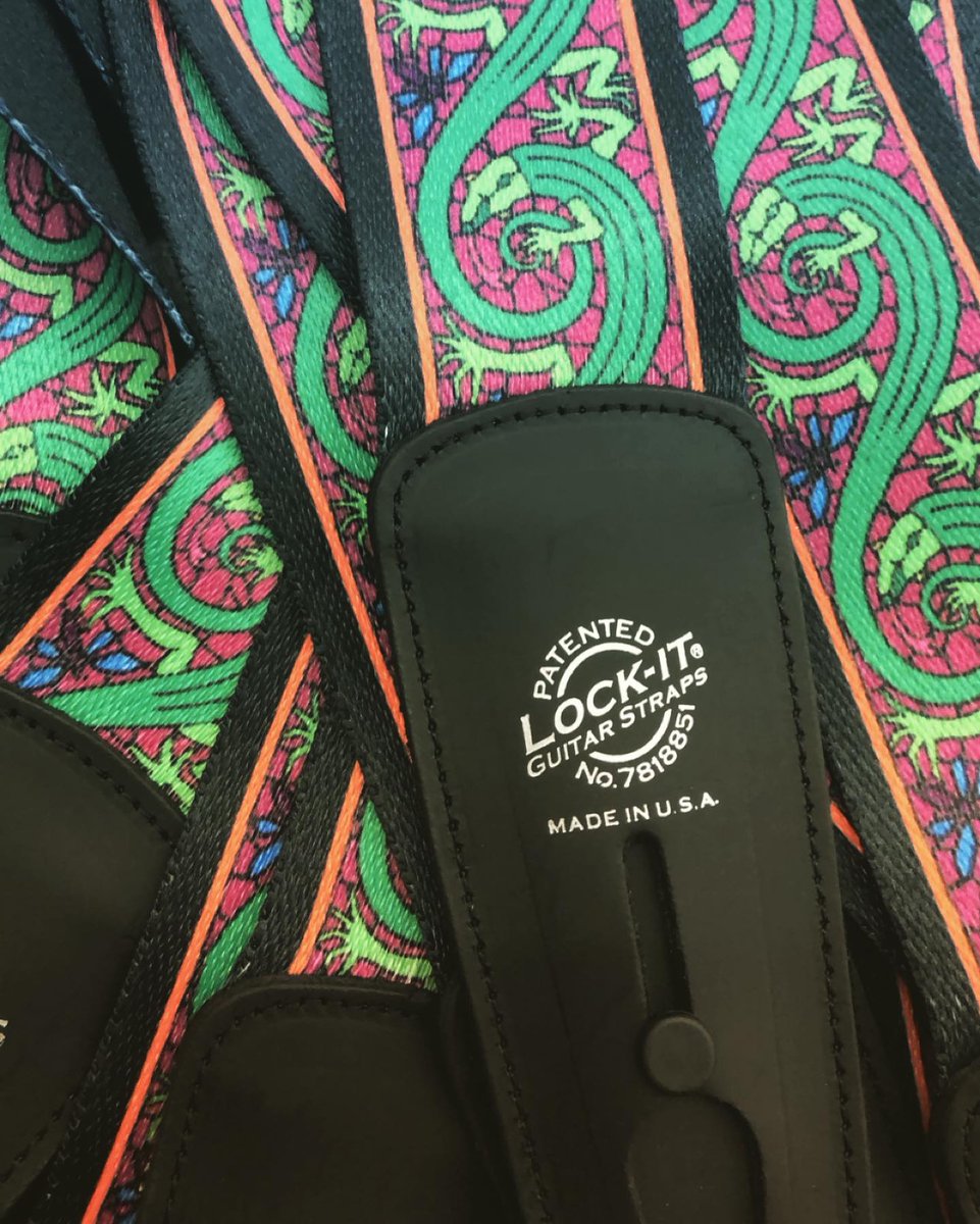 Upgrade your guitar style with Lock-It Straps' Bob Masse  collection. ‘60s rock-inspired designs  with a secure, hassle-free locking system.