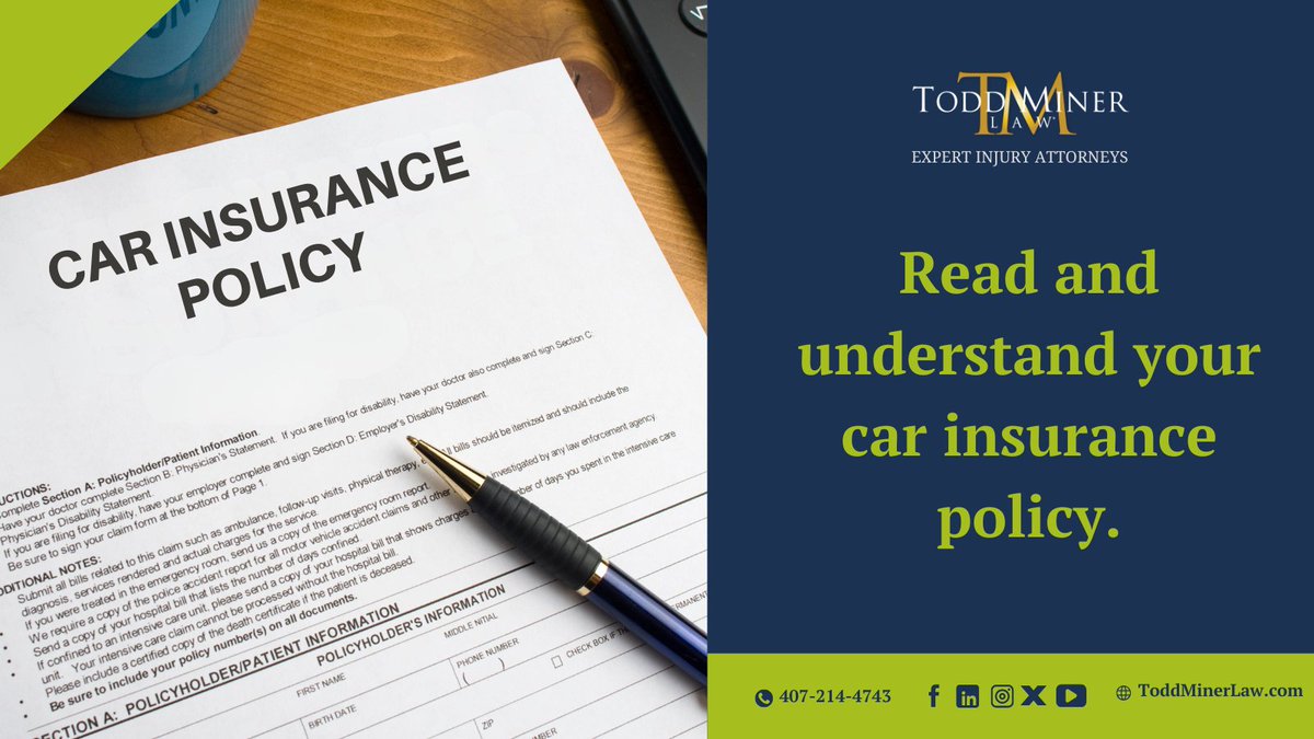 Before signing or making any decisions after an accident, consult with an experienced accident and injury attorney. They’ll help you understand your coverage and help ensure your rights are protected. Don’t navigate it alone—get the legal support you need! ⚖️

#ToddMinerLaw