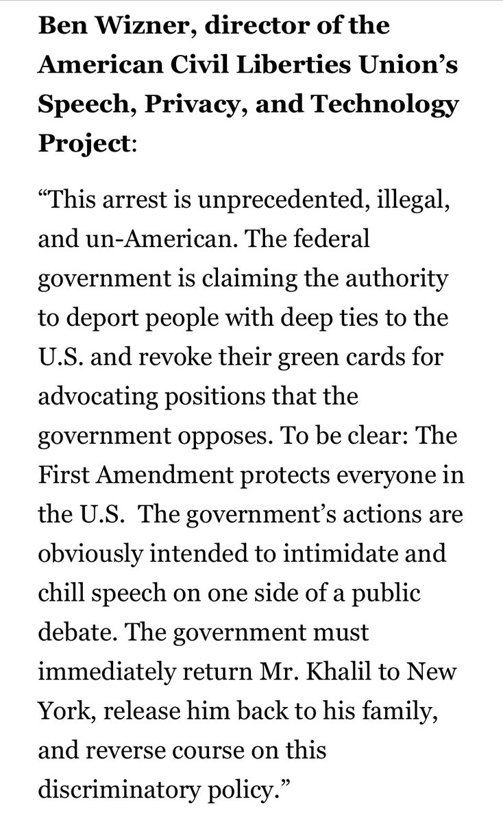 jdakwar's tweet image. ACLU Strongly Condemns Unlawful Arrest and Detention of Columbia Student Activist Mahmoud Khalil: aclu.org/press-releases…