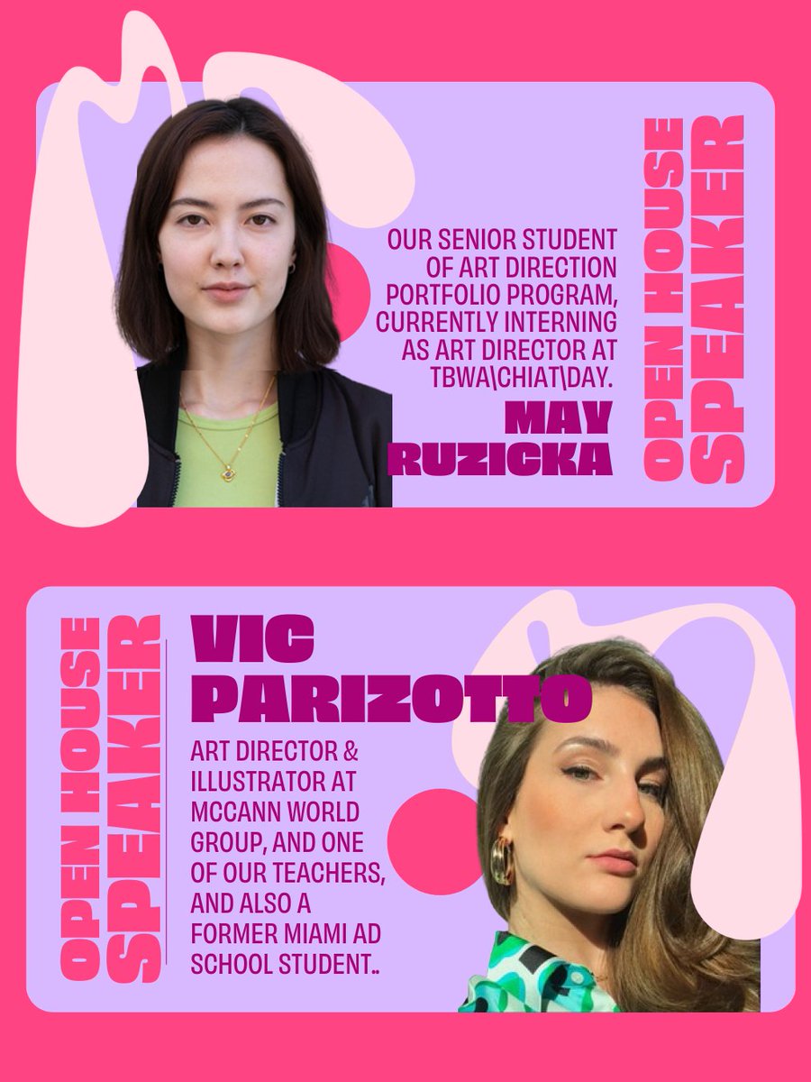 Join us at Miami Ad School New York’s Creative Journey Open House on March 11 at 6:30pm! 🎨✨

Our incredible speakers, May and Vic, two talented women who will share their insights and expertise to help you navigate the creative industry

See you there!