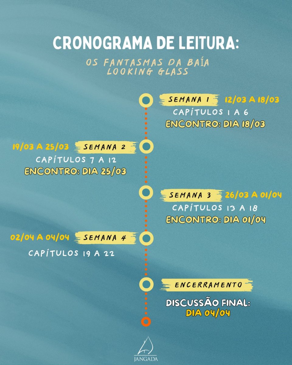 Vocês pediram e a gente ouviu! 
Teremos leitura coletiva de "Os Fantasmas da Baía Looking Glass" com mediação minha lá no canal da Editora Jangada <a href="/EditoraJangada/">Editora Jangada</a> 

A leitura começara nessa quarta-feira (12/03) onde vamos surtar juntos durante 4 semanas cheias de debates, trocas