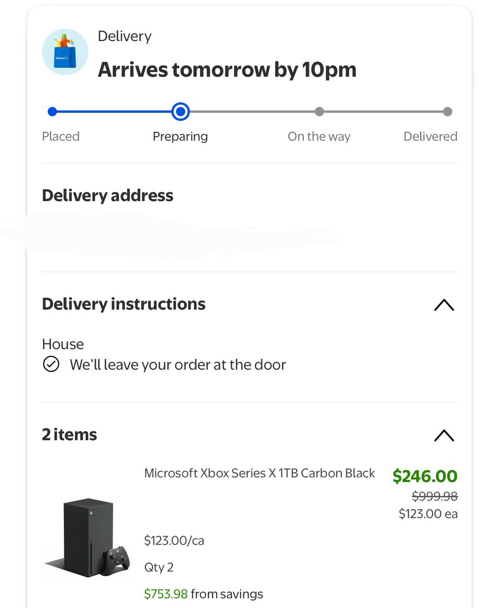 Check this out. 1,631 days ago, Walmart mistakenly adjusts PS5 Digital Preorders to only $23 

Fast forward to today, Walmart accidentally lists Xbox Series X consoles to only $123 each 

What’s next? Nintendo? 👀
