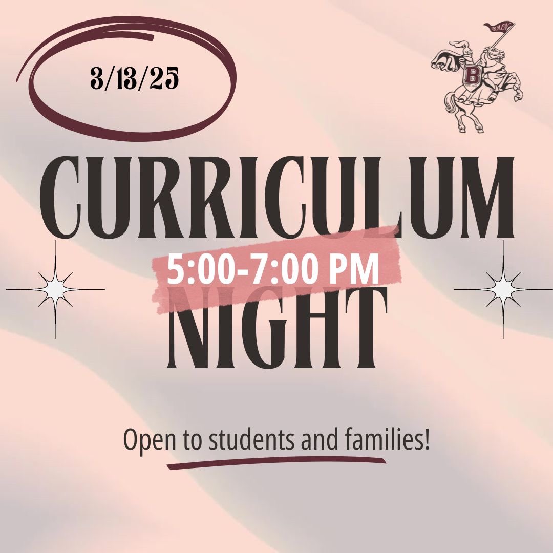 📢 Curriculum Night Reminder! 🎉
Join us this Thursday from 5-7 PM for Curriculum Night at Hugh B. Bain Middle School!
✅ Learn about your child’s classes &amp; curriculum 📚
✅ Meet teachers &amp; staff 👩‍🏫
✅ Enjoy food, fun, and raffles! 🎟️🍕