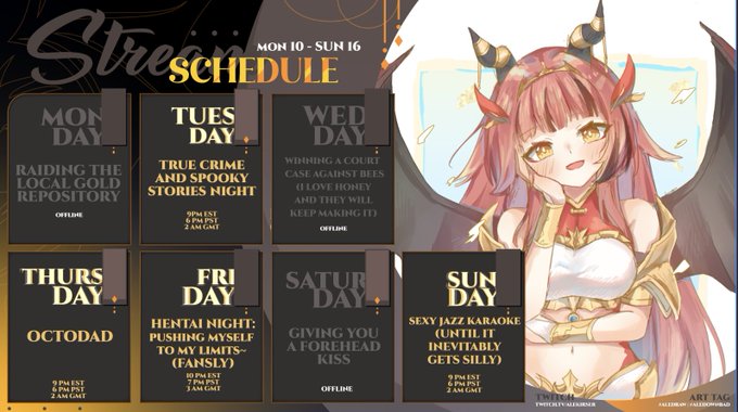MY SCHEDULE FOR THIS WEEK! ✨⚔️ (MARCH 10 - 16)
high off pure vibes edition
? cranaire https://t.co/B