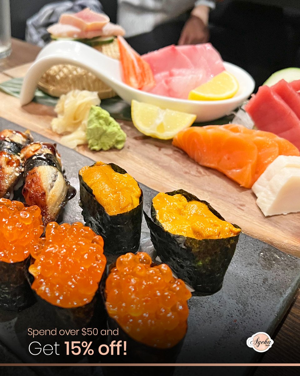 Get 15% off your bill when you spend $50 or more with us!

Pair your favorite sushi and sashimi with edamame, gyoza, or miso soup for the full sushi experience on a budget.

Hurry in today – your taste buds are waiting!
–
#NewYorkCity #NewYork #NY