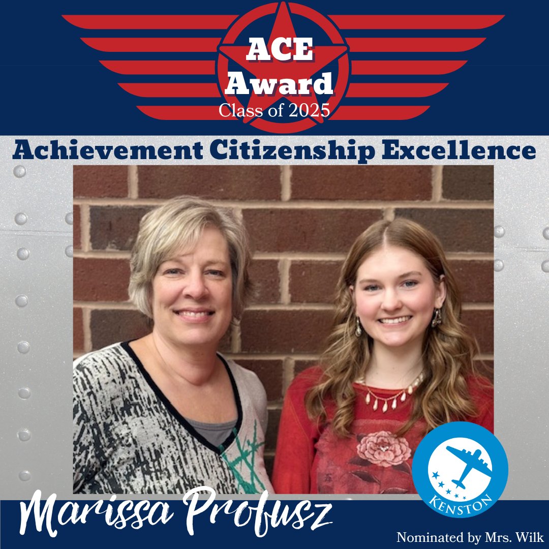 SENIOR ACE AWARD: Congrats to Marissa Profusz, who was nominated by Science Teacher Mrs. Wilk. This recognizes Seniors for Achievement, Citizenship, and Excellence, and the teachers who honored them. #KenstonSchools #KenstonClassof2025 #KenstonACEs