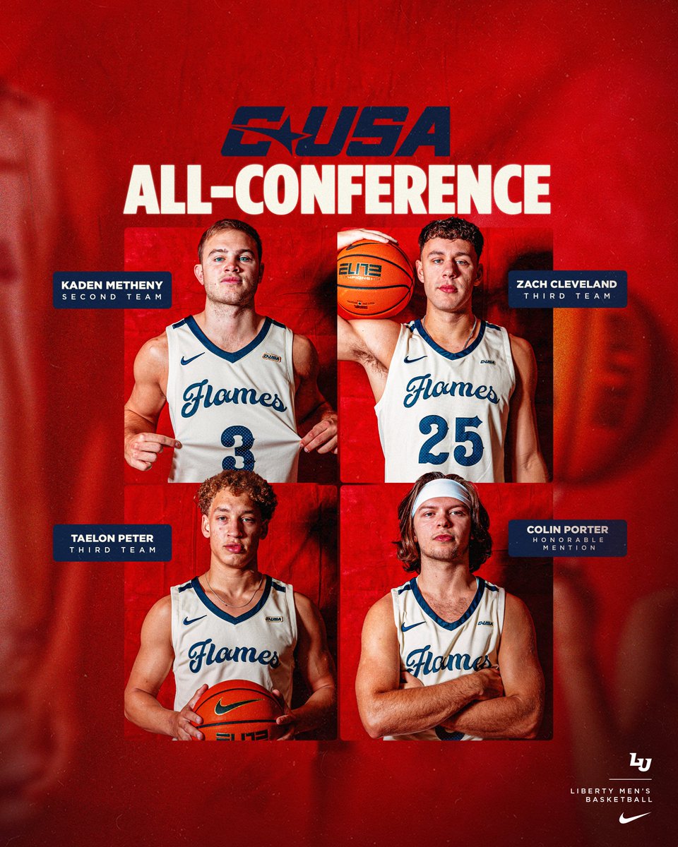 LibertyMBB's tweet image. Congrats to our 4⃣ All-@ConferenceUSA honorees!🔥🔥🔥🔥