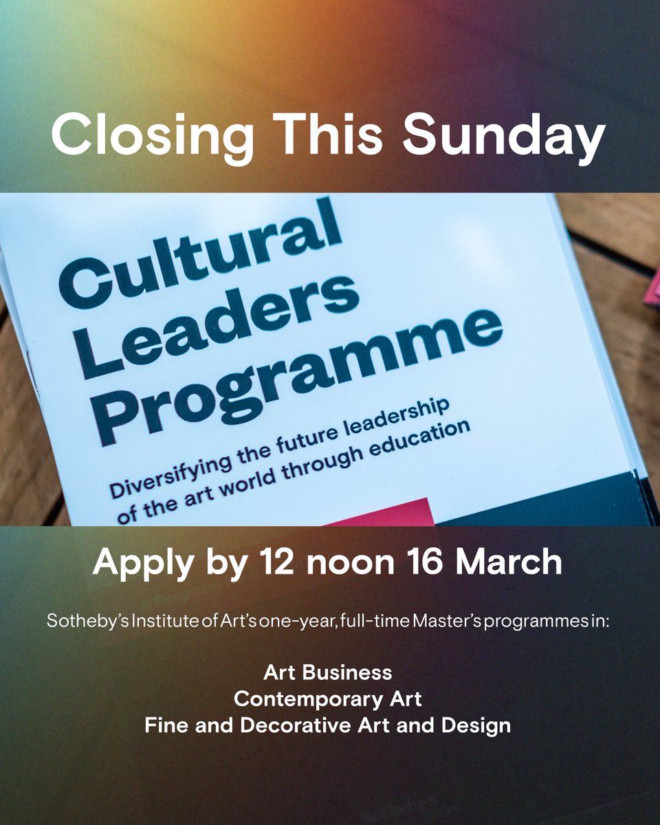 Culture& (@cultureand_) on Twitter photo Art Scholarships
Apply to the The Culture& x Sotheby’s Institute of Art <a href="/SothebysInst/">Sotheby's Institute</a> Cultural Leaders Programme now for September 2025 entry.
cultureand.org/cultural-leade… Art Scholarships
Apply to the The Culture& x Sotheby’s Institute of Art <a href="/SothebysInst/">Sotheby's Institute</a> Cultural Leaders Programme now for September 2025 entry.
cultureand.org/cultural-leade…