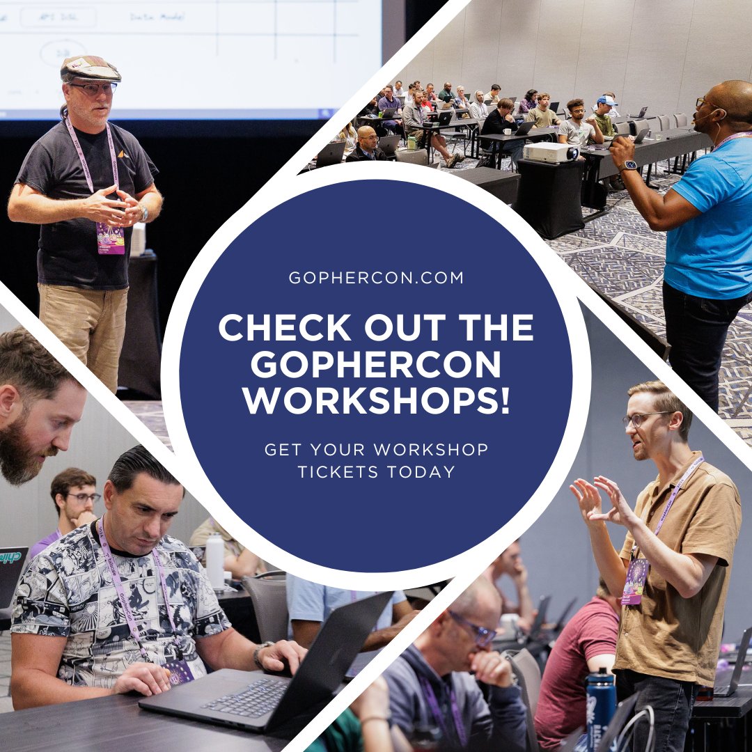 GopherCon's tweet image. All #GopherCon workshops are live!

Join us for a day of hands-on learning with half-day ($295) and full-day ($495) workshops. Whether you want to explore multiple topics or dive deep into one, there’s a session for you!

🎟️ gophercon.com

#RoadToGopherCon…