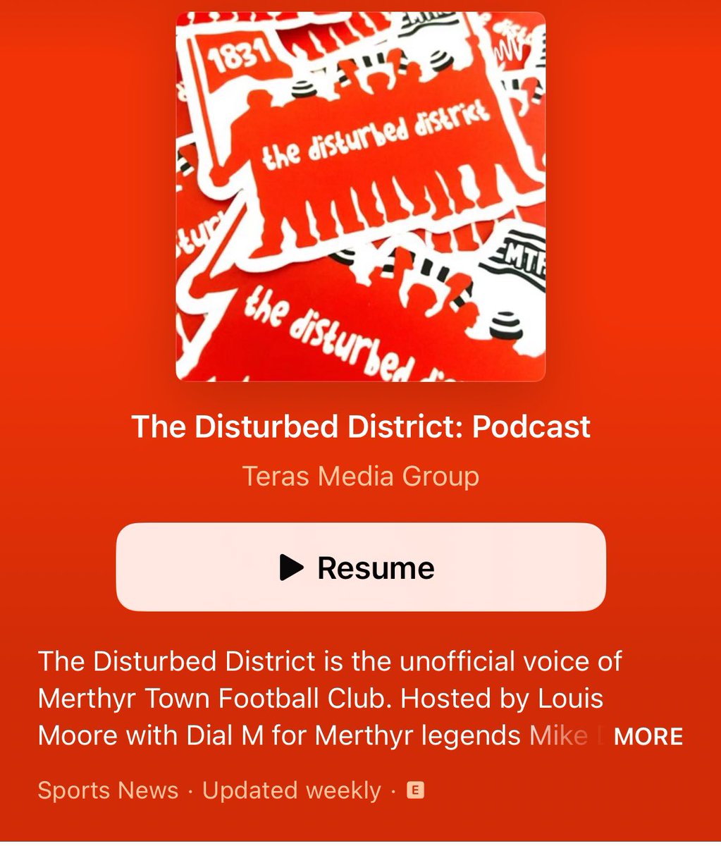 the disturbed district 🚩🏁 (@disturbed_mtfc) on Twitter photo D𝐈S𝐓U𝐑B𝐄D P𝐎D! 🎙️
IT’S OFFICIAL - all thanks to <a href="/terascymru/">Teras</a>, your favourite <a href="/MerthyrTownFC/">The Martyrs (C)</a> podcast is now available via <a href="/ApplePodcasts/">Apple Podcasts</a> 🎧
You can listen to ALL episodes now via the link below 👇
podcasts.apple.com/gb/podcast/the… D𝐈S𝐓U𝐑B𝐄D P𝐎D! 🎙️
IT’S OFFICIAL - all thanks to <a href="/terascymru/">Teras</a>, your favourite <a href="/MerthyrTownFC/">The Martyrs (C)</a> podcast is now available via <a href="/ApplePodcasts/">Apple Podcasts</a> 🎧
You can listen to ALL episodes now via the link below 👇
podcasts.apple.com/gb/podcast/the…