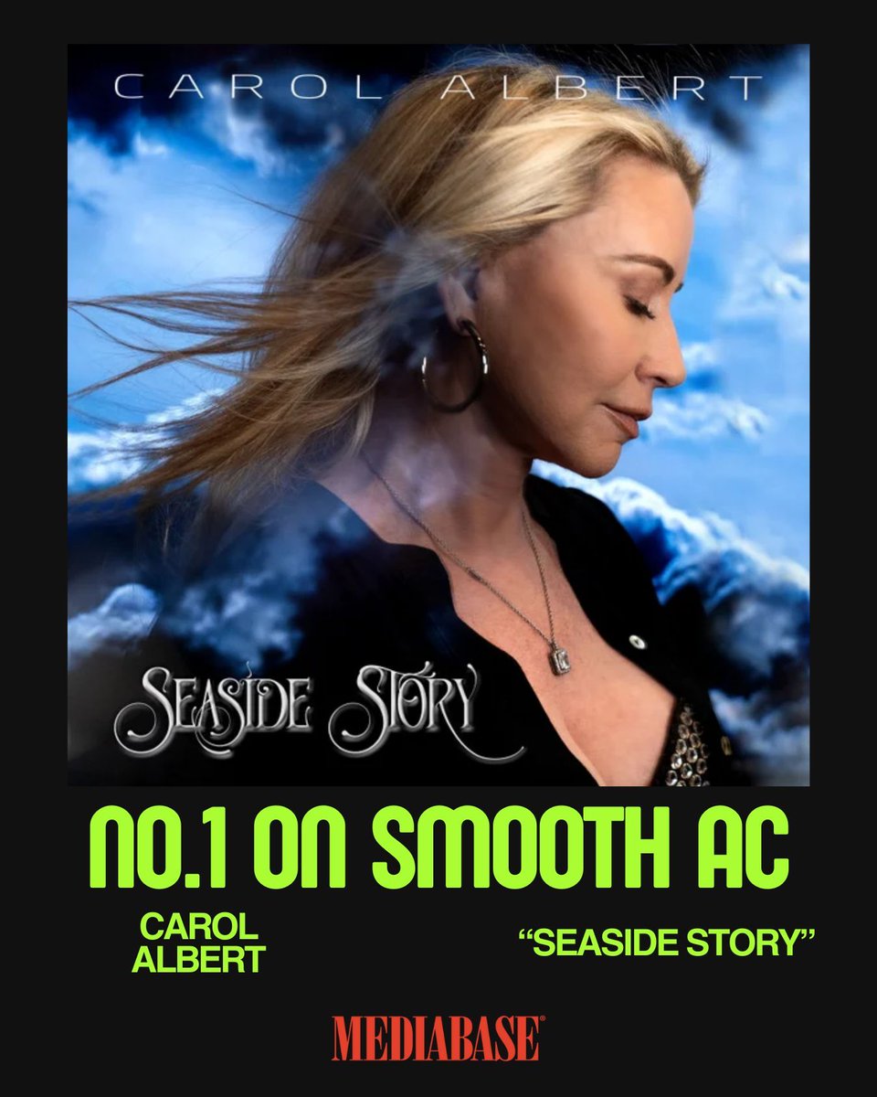 MediabaseCharts's tweet photo. Carol Albert's "Seaside Story" is bringing those smooth vibes! 🏖️ No. 1 on the Mediabase Smooth AC chart. Perfect for a relaxing day. 

#CarolAlbert #SeasideStory #NewNo1 #SmoothAC #Mediabase https://t.co/ad3bqCBI7o