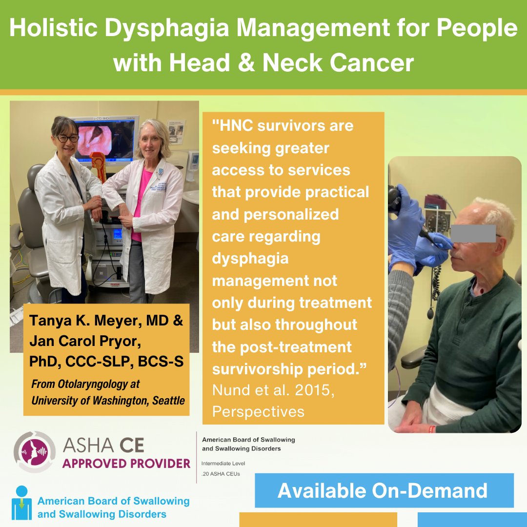 Go to our Website for this #dysphagia course on #personcenteredcare #holistic care for people with #headneckcancer: swallowingdisorders.org/page/HolisticD…
#medslp
#slpeeps #otolaryngology 
#dysphagiamanagement
#dysphagiatreatment