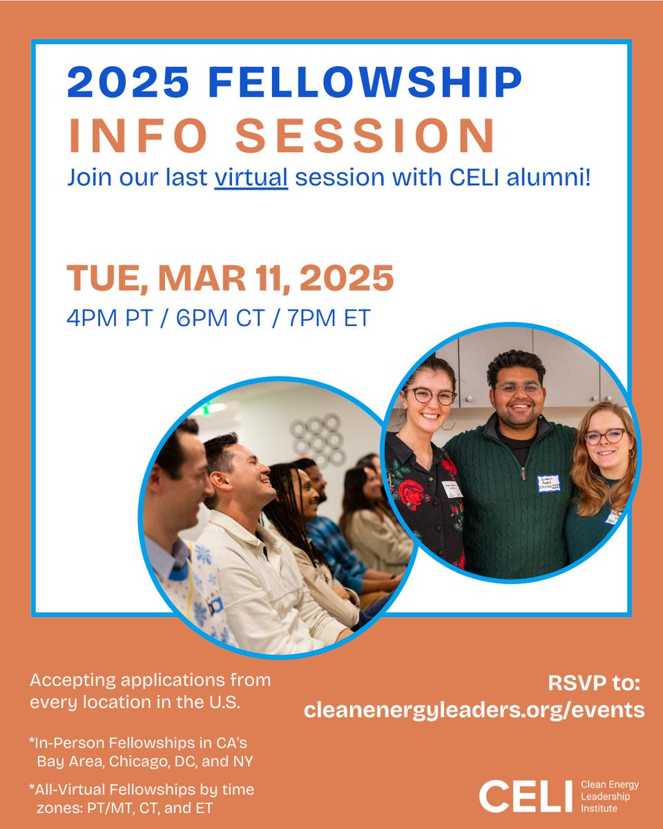 📣Don't miss out - CELI Fellowship applications close in one week - apply by March 16.📄Check out our website - bit.ly/2025CELIApp 

🕐 Still have lingering questions? Our final session is tomorrow – Tuesday, March 11 at 7pm PT. RSVP here: bit.ly/CELIMar11
