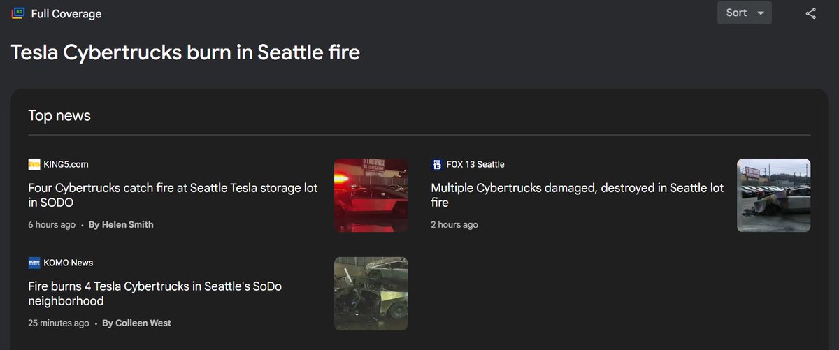 nofomo3's tweet photo. @elonmusk Meanwhile, all Seattle news stations report spontaneous fires... https://t.co/SDeZEq920Y