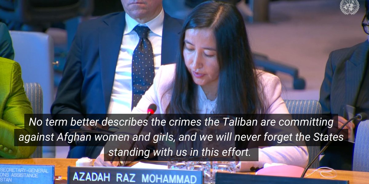 NGO Working Group on Women, Peace and Security (@ngowgwps) on Twitter photo At the #UNSC, <a href="/azadahrm/">Azadah Raz Mohammad</a> calls for gender apartheid to be recognized as an international crime, including through the new UN treaty on crimes against humanity. At the #UNSC, <a href="/azadahrm/">Azadah Raz Mohammad</a> calls for gender apartheid to be recognized as an international crime, including through the new UN treaty on crimes against humanity.