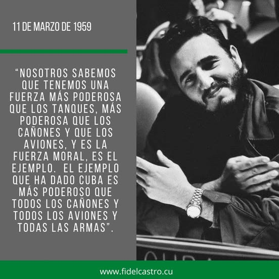 🎙️ #FidelCastro “Nosotros sabemos que tenemos una fuerza más poderosa que los tanques, más poderosa que los cañones y que los aviones, y es la fuerza moral, es el ejemplo...” 

👉11 de marzo de 1959

#Cuba #FidelVive #LegadodeFidel fidelcastro.cu