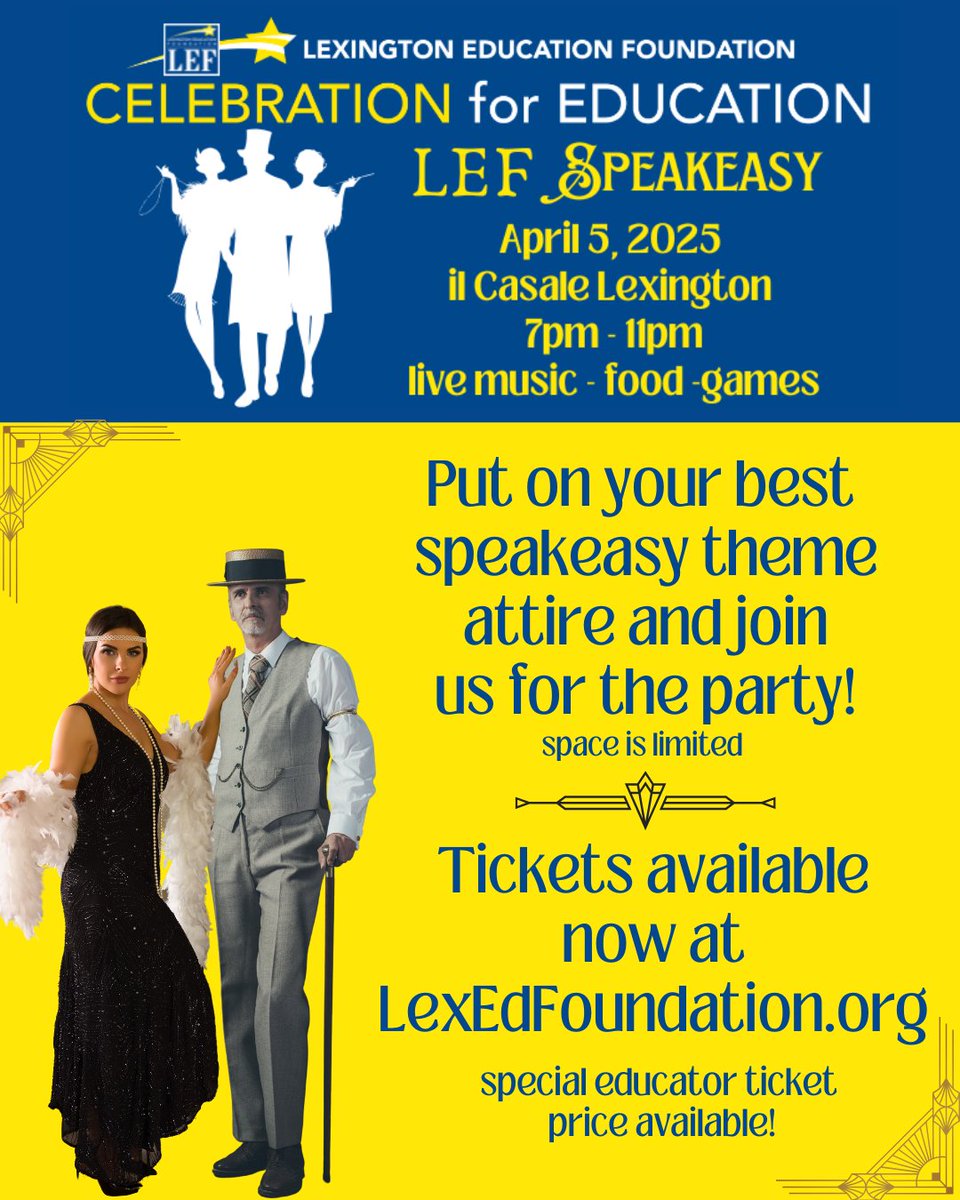lexedfoundation (@lexedfoundation) on Twitter photo Hey LPS educators! We have a special reduced tix price to say thank you for your outstanding work! We'd love to see you at the LEF Speakeasy to celebrate education in Lexington. lexedfoundation.org <a href="/lexingtonsuper/">Dr. Julie Hackett</a> Hey LPS educators! We have a special reduced tix price to say thank you for your outstanding work! We'd love to see you at the LEF Speakeasy to celebrate education in Lexington. lexedfoundation.org <a href="/lexingtonsuper/">Dr. Julie Hackett</a>