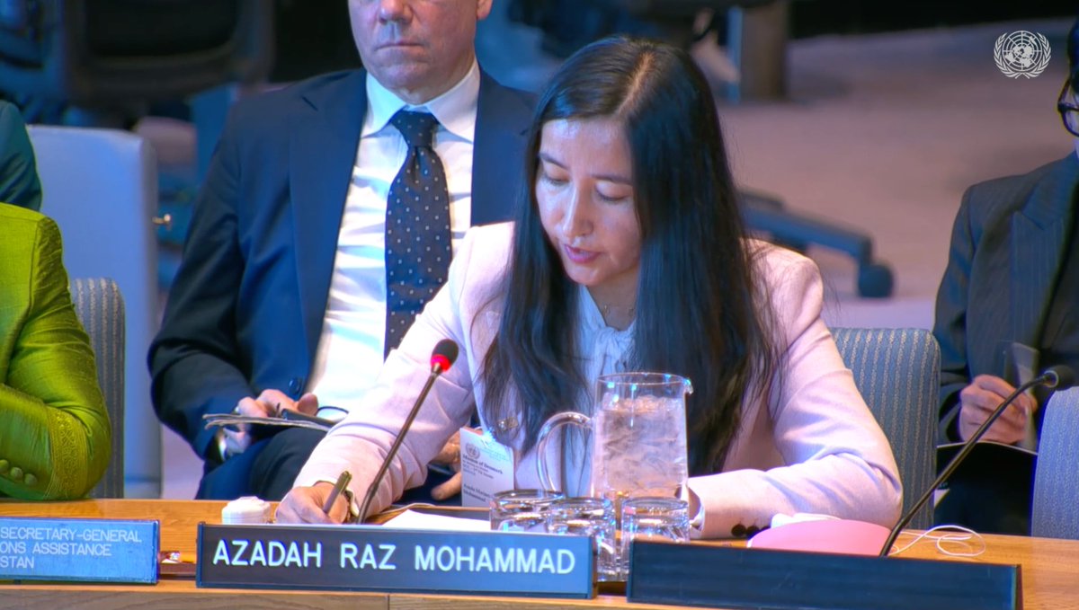 At the #UNSC, <a href="/azadahrm/">Azadah Raz Mohammad</a> describes how the Taliban have erased women so thoroughly that they are suffocating in their homes, banned from even looking out the window. 

"We, the women of #Afghanistan, call this gender apartheid."
