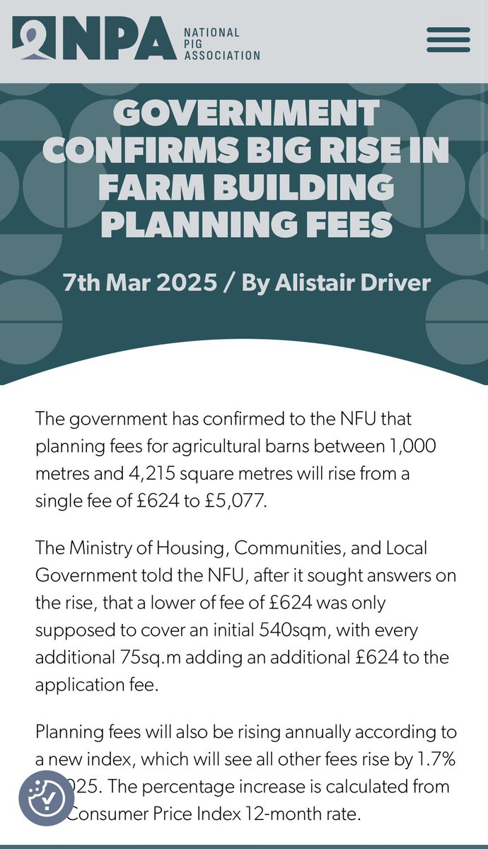 UK Labour: “We’ll make planning applications easier, encourage farm diversification”

Also UK Labour 👇
OCTUPLING planning fees

Shafting farmers a day at a time.

The headline is rightly #FamilyFarmTax but the amount of silent grenades being thrown. Are they trying to finish us?