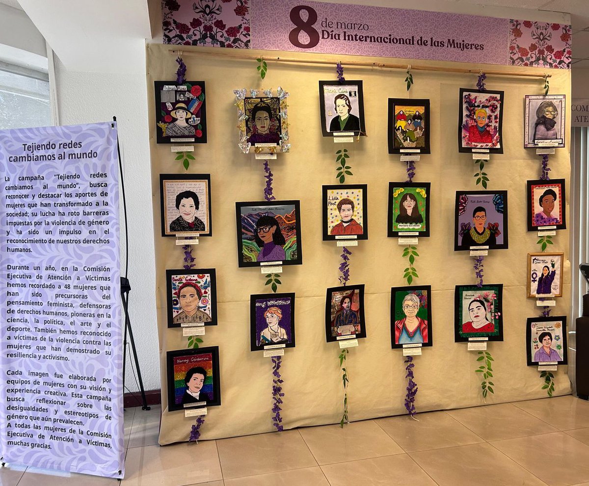 arturomedinap's tweet photo. En representación de nuestra secretaria de @SEGOB_mx @rosaicela_ , acompañamos a la titular de la @CEAVmex, @Yuriddhh y al equipo de trabajo en la inauguración de la exposición artística "Tejiendo redes cambiamos al mundo".

Este ejercicio reconoce a las activistas, escritoras, deportistas, defensoras de derechos humanos, académicas y políticas que desde su actividad o disciplina impactaron en lo colectivo y reivindicaron los derechos de las mujeres y sembraron el México con igualdad que hoy tenemos.

En el Gobierno de la presidenta @Claudiashein buscamos que ninguna mujer o niña quede atrás y nadie afuera.