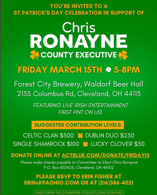 TomBullock3's tweet photo. I just made a donation to #TeamRonayne for this fun event. Please join me in supporting @chrisronayne for County Executive's campaign committee. Also support a great local business, @ForestCityBeer https://t.co/gGAEDCbcLL