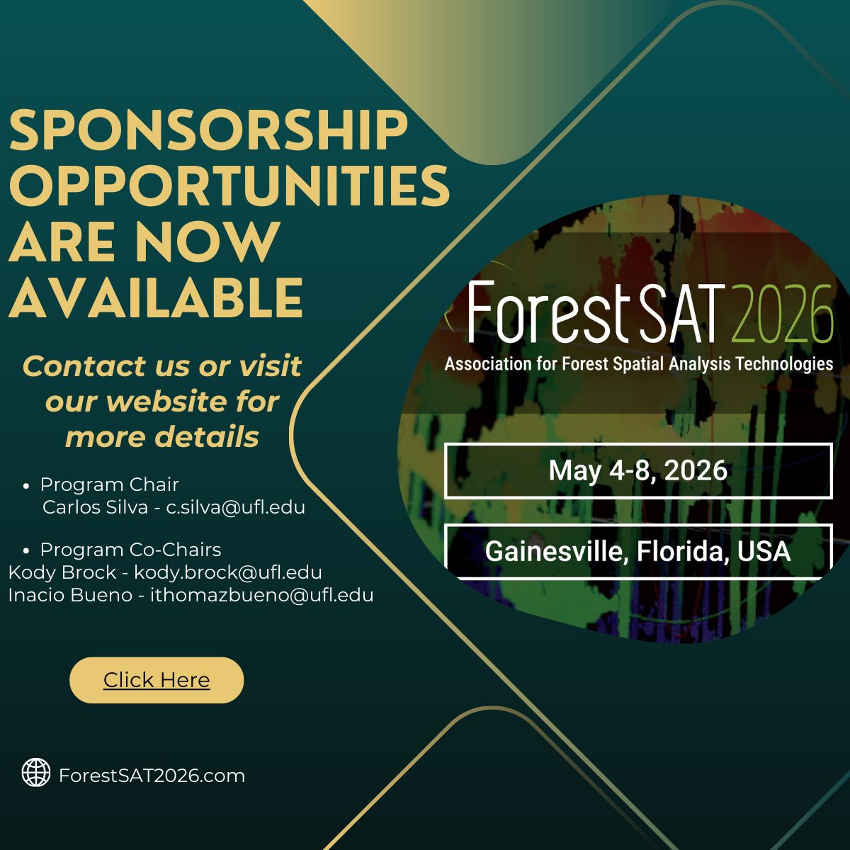 We are now looking for sponsors interested in contributing to ForestSAT 2026! This international conference is a great way to boost interactions with your company!