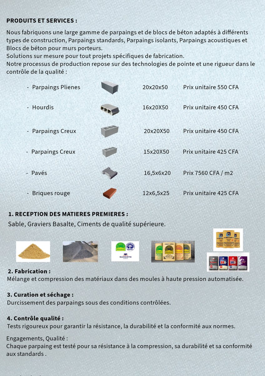 Sd_blocs's tweet photo. "SD BLOCS est une usine spécialisée dans la fabrication et la vente de parpaings, et blocs de béton de haute qualité. 
Grâce à un savoir-faire éprouvé et des équipements modernes, nous offrons des solutions durables et solides pour tous vos projets de construction." https://t.co/BG2iAFa81c