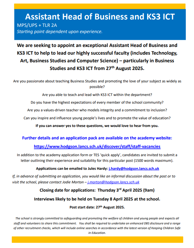 For more information, please visit our website,

hodgson.lancs.sch.uk/quick-links/qu…
