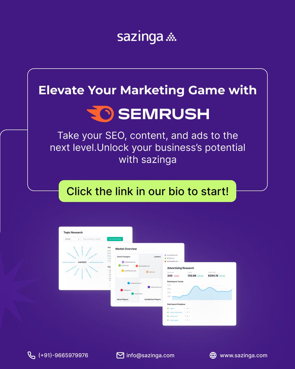 SazingaDigital's tweet photo. 🚀 improve your digital marketing game with SEMrush!
 
Your all-in-one toolkit for SEO, PPC, content marketing, and more. 

#DigitalMarketing #SEO #lifratsazinga #Semrush #MarketingTools #Sazinga https://t.co/xdCZpDCi1F