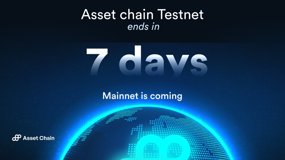 rwaassetchain's tweet photo. The Countdown Begins๐จ
Asset Chain Testnet is officially wrapping up in 7 days!
Itโs been months of building, testing, learning, and refining alongside YOU, our amazing community.
Now, the next chapter beginsโฆ Mainnet is coming! https://t.co/kw2lr4Z8cJ