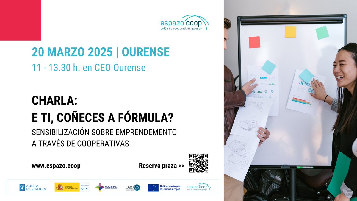 Espazocoop (@unionespazocoop) on Twitter photo Únete a esta actividade que organizamos en #Ourense para divulgar as claves do emprendemento en cooperativa.
>> 20 de marzo de 11 a 13.30 h.
>> Na sede da Confederación Empresarial de Ourense
+ Info: wp.me/p8lGby-bjD
✍ Inscrición: n9.cl/6fo9m
<a href="/eusumogal/">Eusumo Economía Social de Galicia</a> Únete a esta actividade que organizamos en #Ourense para divulgar as claves do emprendemento en cooperativa.
>> 20 de marzo de 11 a 13.30 h.
>> Na sede da Confederación Empresarial de Ourense
+ Info: wp.me/p8lGby-bjD
✍ Inscrición: n9.cl/6fo9m
<a href="/eusumogal/">Eusumo Economía Social de Galicia</a>