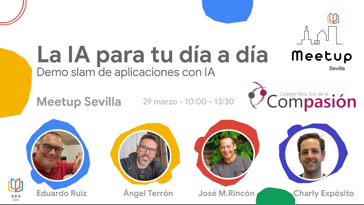 AngelTerrn's tweet photo. ¡IA en tu día a día! Inscripciones abiertas.Meetup Sevilla. 29/03/25, 10:00-13:30. Colegio de la Compasión, Dos Hermanas (Sevilla). ¡Plazas limitadas! ¡Reserva ya! #MeetUpSevilla #Docentes #Claustrovirtual #TecnologíaEducativa @NSraCompasion @GEGSpain ➡️https://t.co/ymwUnAY60h https://t.co/7XL7Mb1pH9