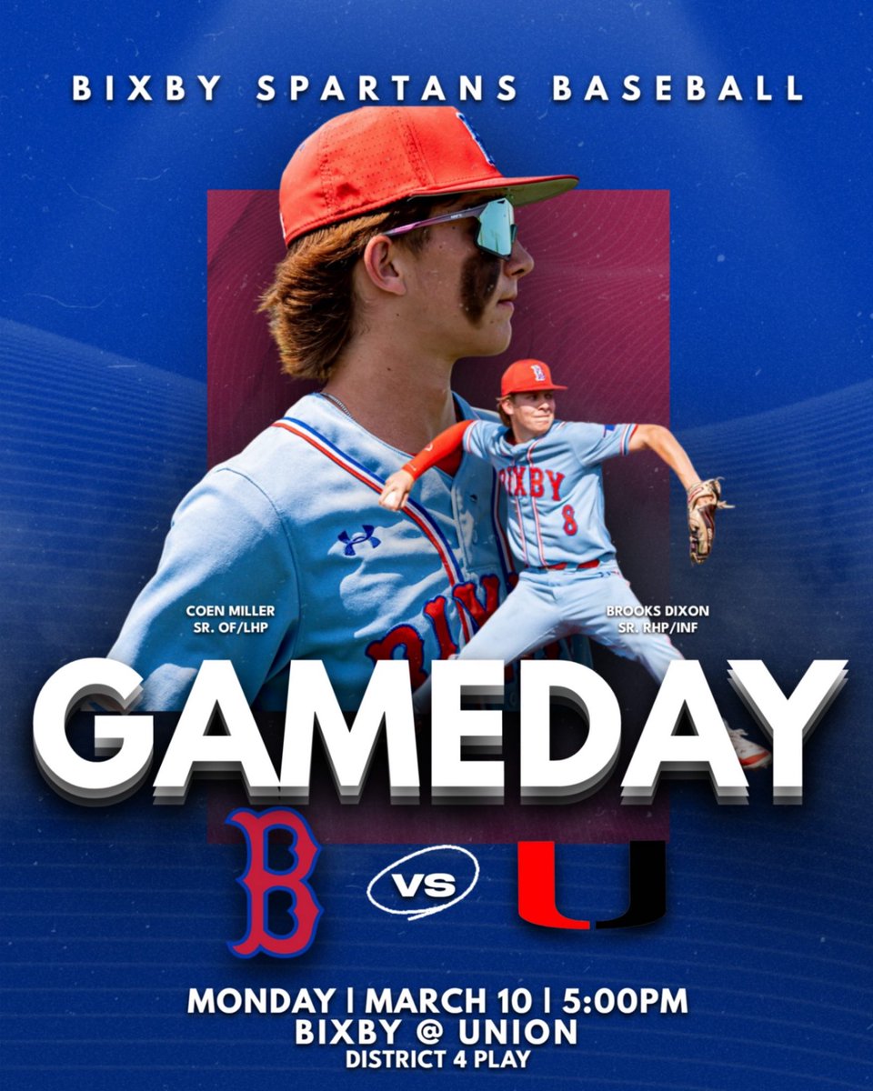 𝐃𝐈𝐒𝐓𝐑𝐈𝐂𝐓 𝐎𝐏𝐄𝐍𝐄𝐑.

⏰ 5:00pm
📍 Union 9th Grade Center
🆚 Union

#BixbyBaseball | #Family