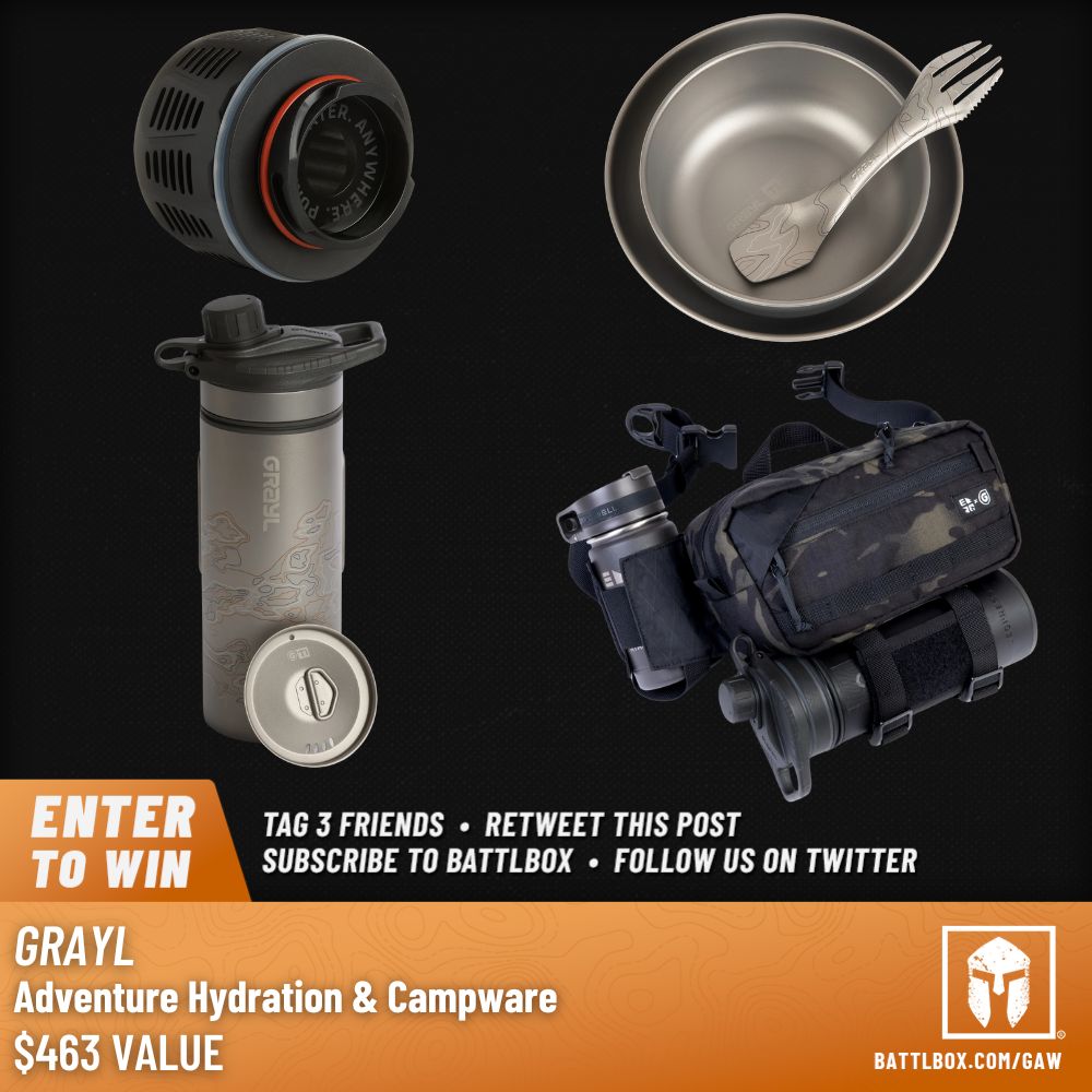 battlbox's tweet photo. APRIL GIVEAWAY! Win this @TheGrayl Adventure Hydration &amp; Campware Bundle! 

ENTER AT https://t.co/X2mdfG0aY4

1 lucky person will be announced as the winner in April 2025!! Good luck! 

#battlbox #giveaway #grayl #waterfiltration #camping #hiking #outdoors https://t.co/AAuWAEVOfS