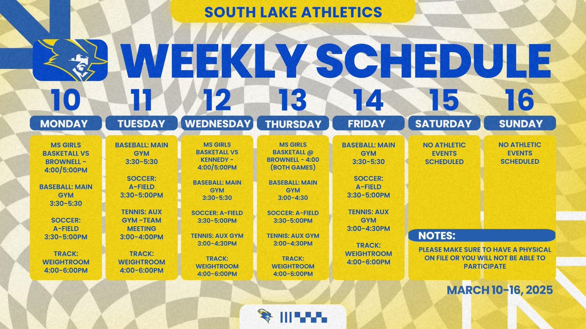 ⚽️🎾 Here's what's happening this week at South Lake ⚾️🏃🏽‍♀️