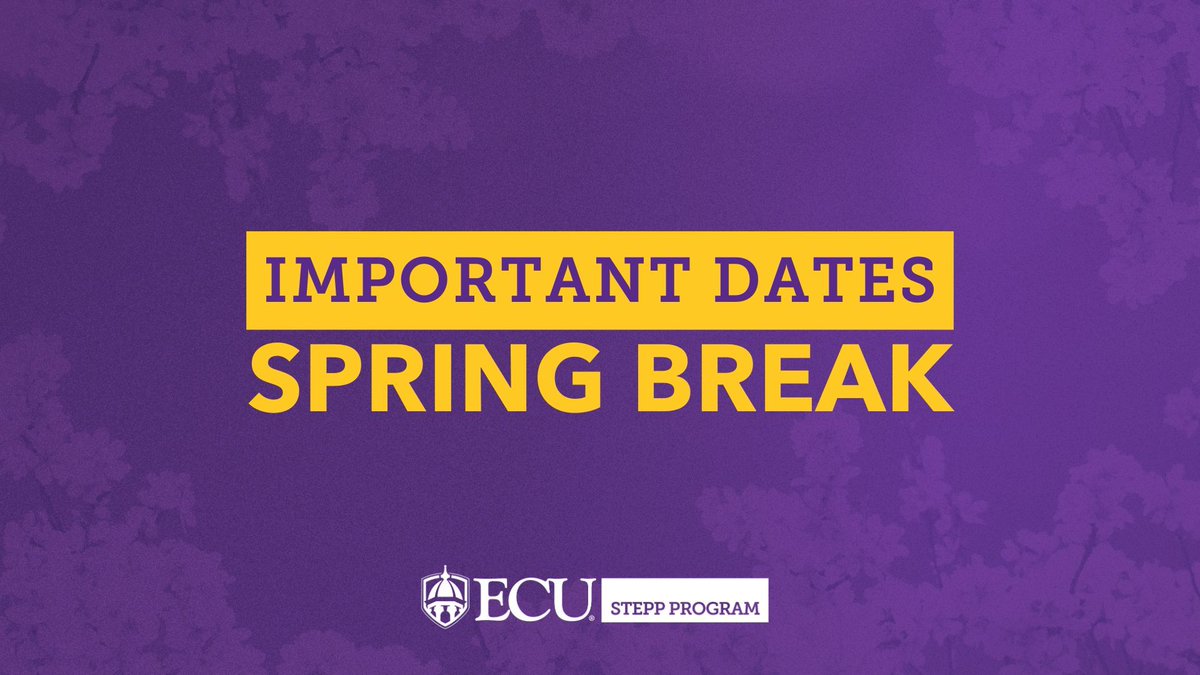 #ECUSTEPP operations update for spring break, March 9–16 ⤵️

If students have advising questions or need mentoring support, please contact Adam Denney during this time. Prospective students and families can still contact Ashley Cooper.

Normal operations resume Monday, March 17,